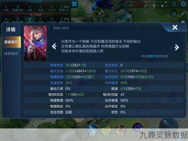 王者荣耀元歌深度解析,技能、出装与铭文全攻略