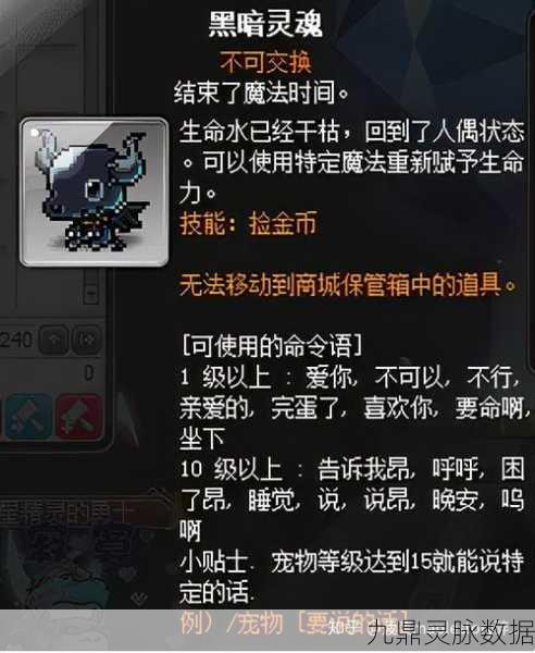 冒险岛宠物指令揭秘，黑暗灵魂的独特作用