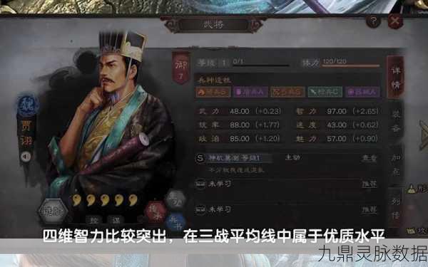 三国志战略版贾诩武将深度剖析，混乱大师的实力与策略