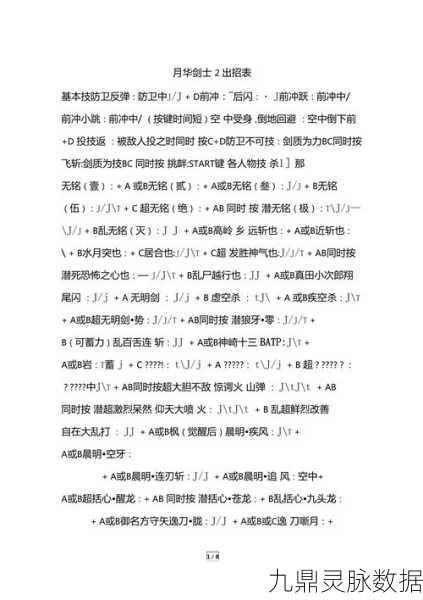 街机经典再现,月华剑士出招表全解析