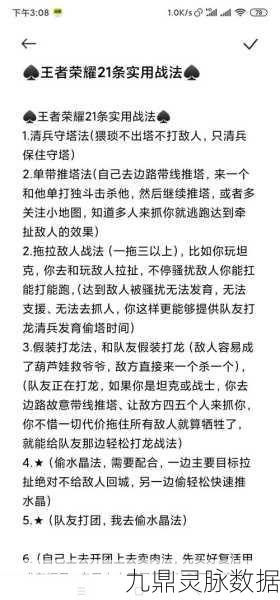 王者荣耀进阶秘籍，解锁三大核心要素，跃升团队领袖
